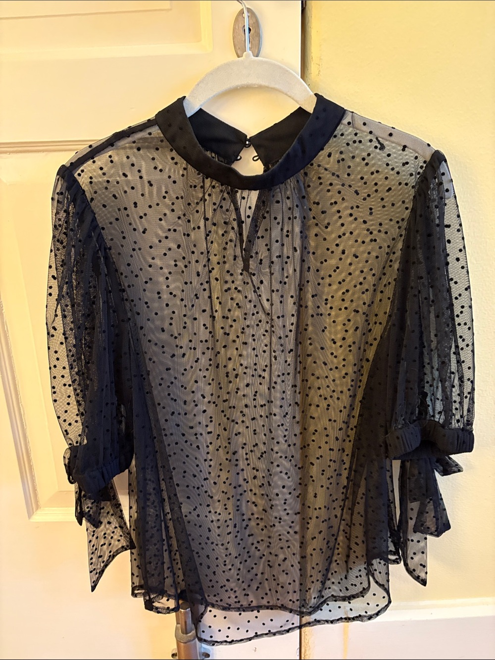 Anthropologie Sheer Black Polka Dot Blouse - Elegant Women’s Top